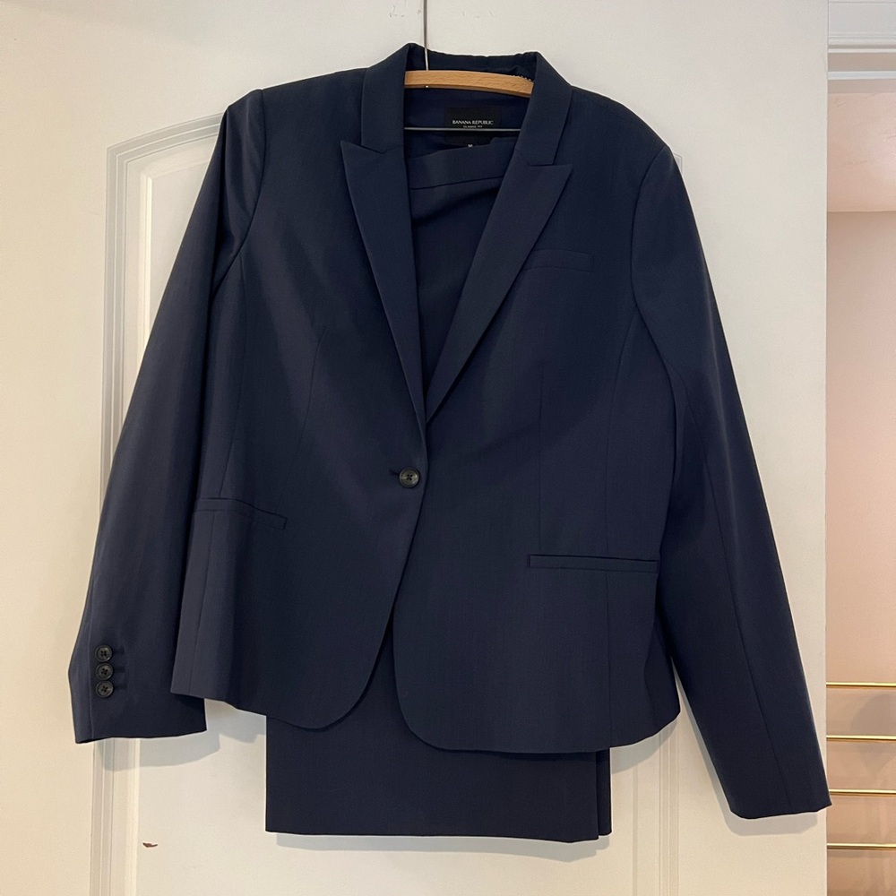 Banana Republic navy suit with skirt